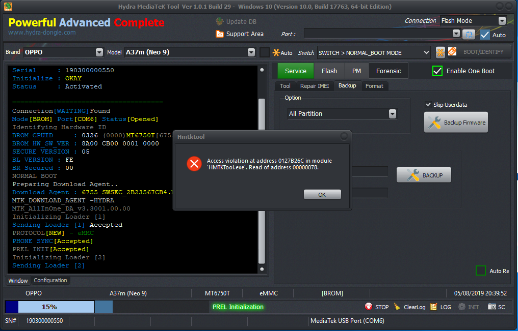 MTK Module - Sending Loader [2] ERROR: NOT WRITTENDENIED [ANSWERED ...