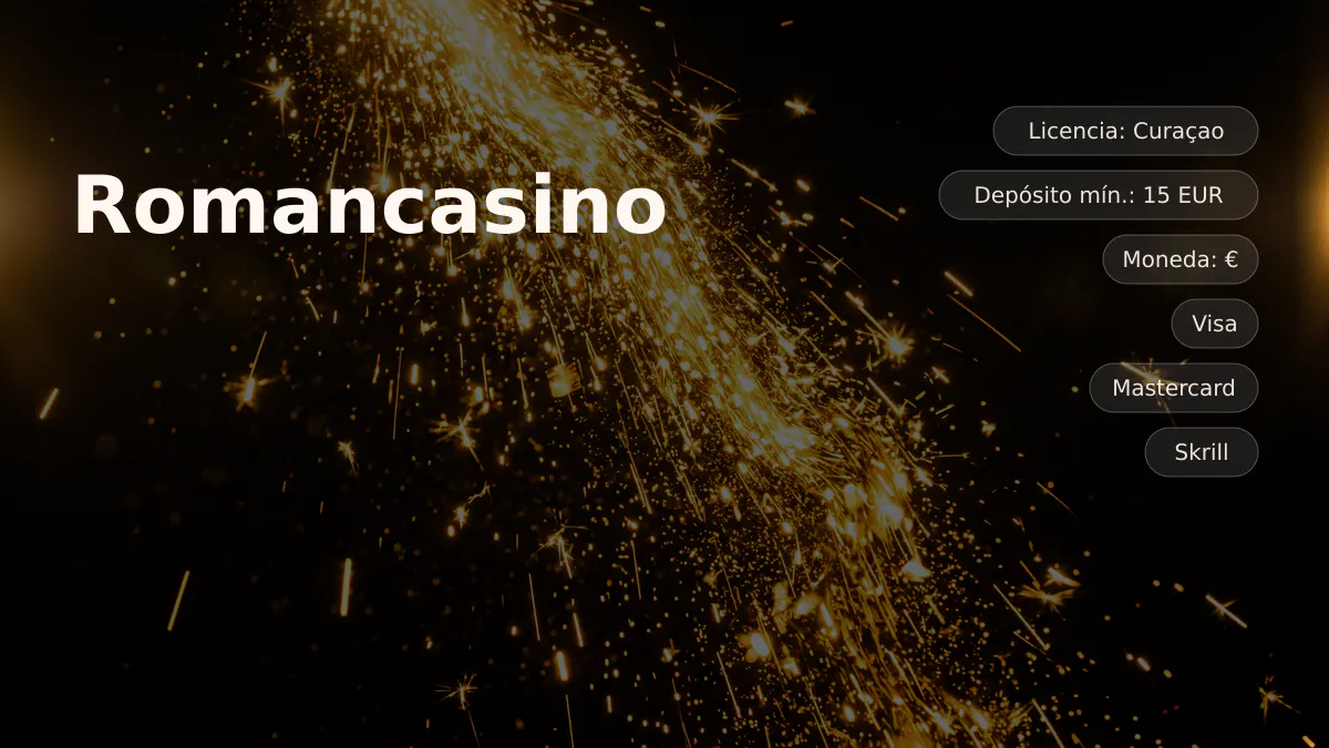 Romancasino — bono de bienvenida 100% hasta 100 EUR + 50 FS, pagos: Visa, Mastercard, Skrill, Neteller, Paysafecard