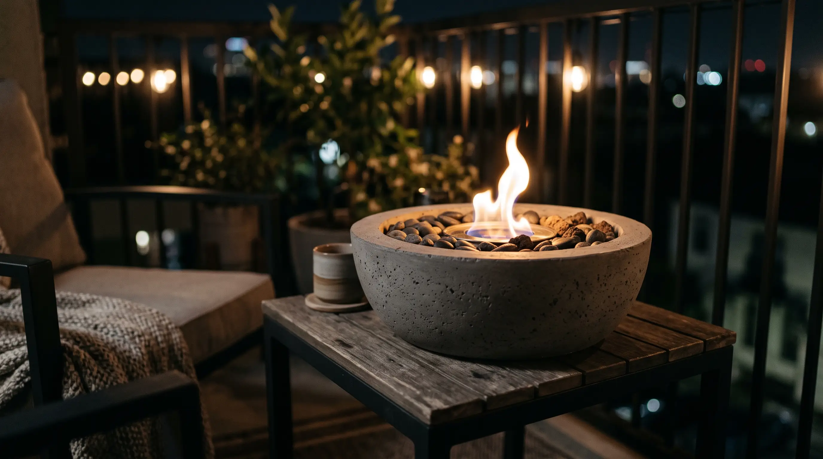 Tabletop Fire Lantern Balcony