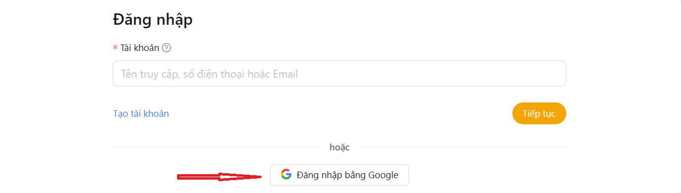 N&uacute;t Đăng nhập bằng Google tr&ecirc;n trang Deal.Giasock.Com