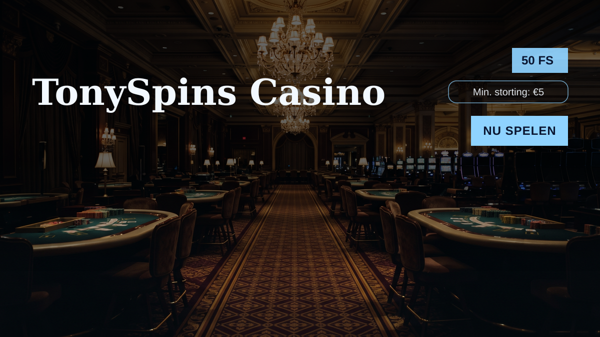 TonySpins Casino — welkomstbonus 100% up to €1,000 + 50 FS, betalingen: Visa, Mastercard, Interac, Apple Pay, ecoPayz