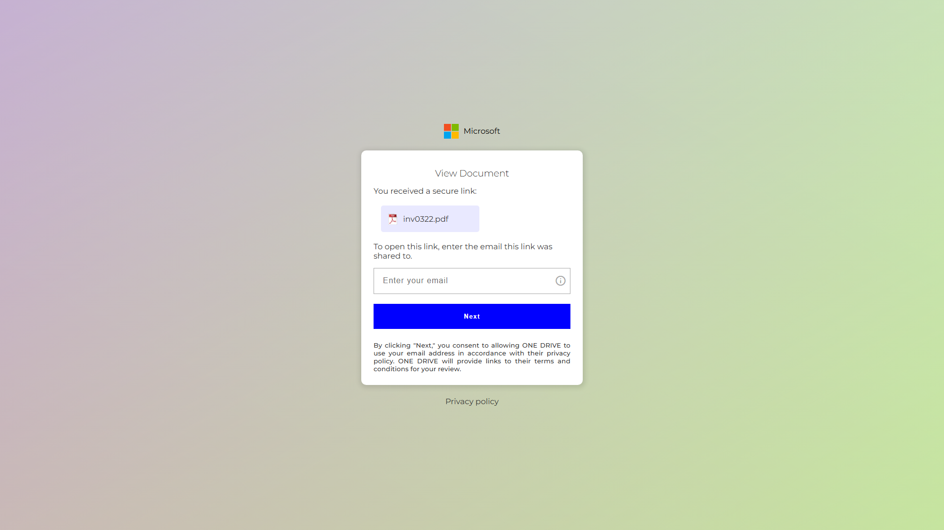 Forensic screenshot of [REDACTED] showing the phishing page layout