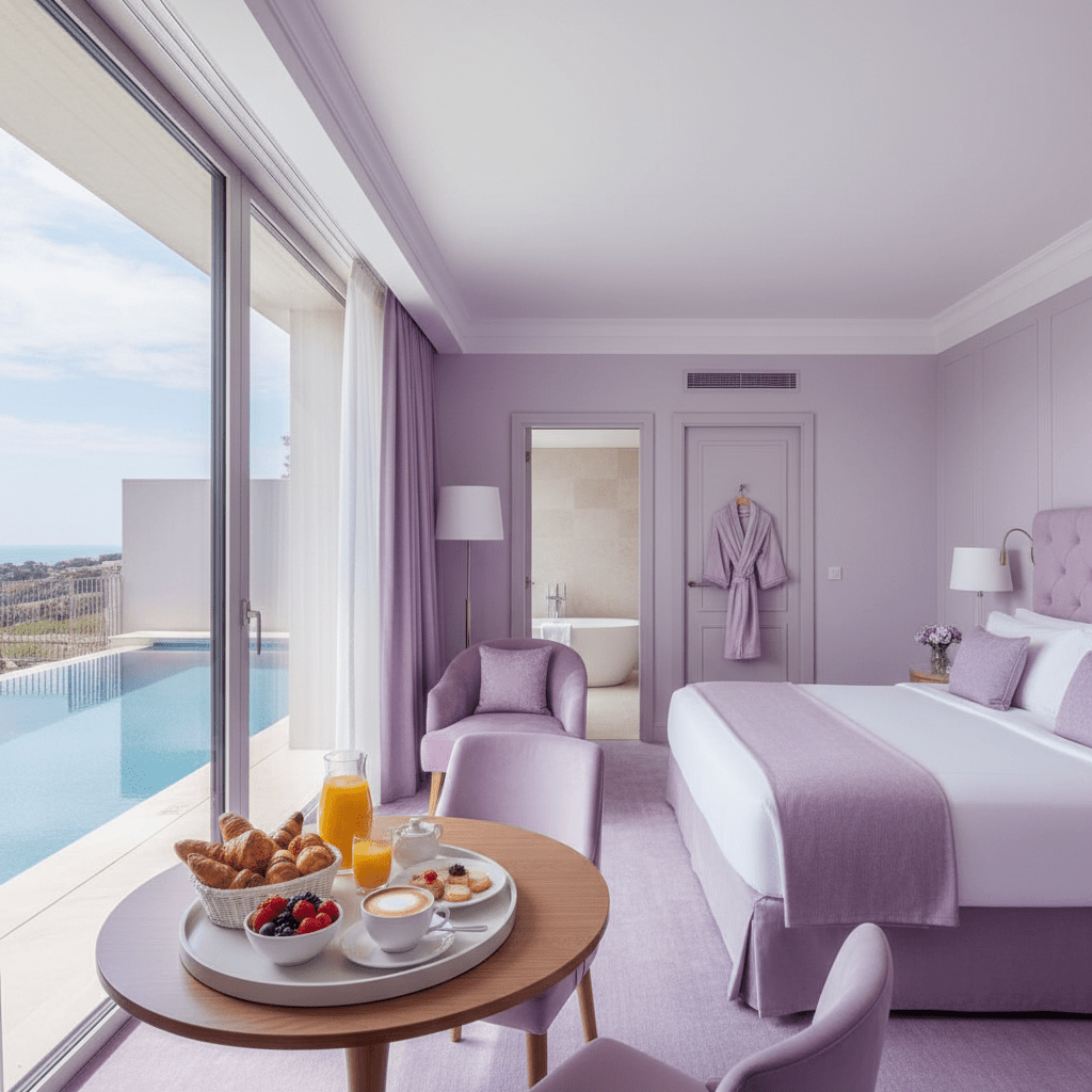 Elegant hotel room, amenities, and travel experience