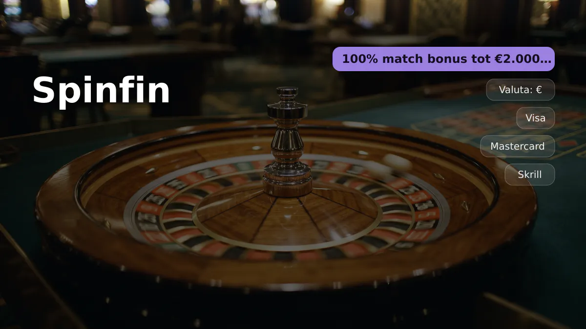 Spinfin casino — welkomstbonus 100% match bonus tot €2.000 + 150 FS, betalingen: Visa, Mastercard, Skrill, Neteller, Paysafecard
