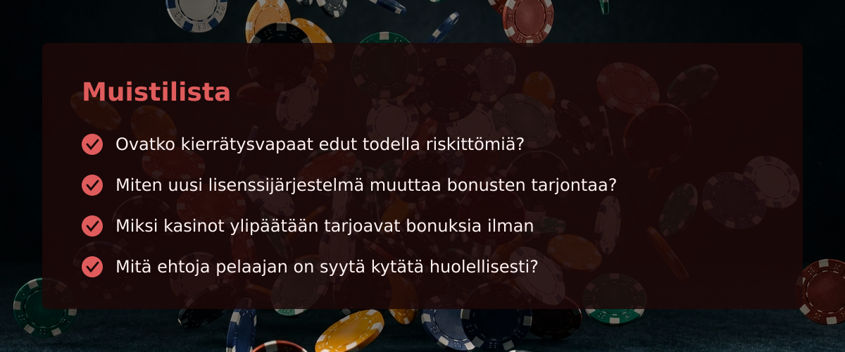 Mitä kierrätysvapaat bonukset todella tarkoittavat suomalaiselle pelaajalle — Muistilista