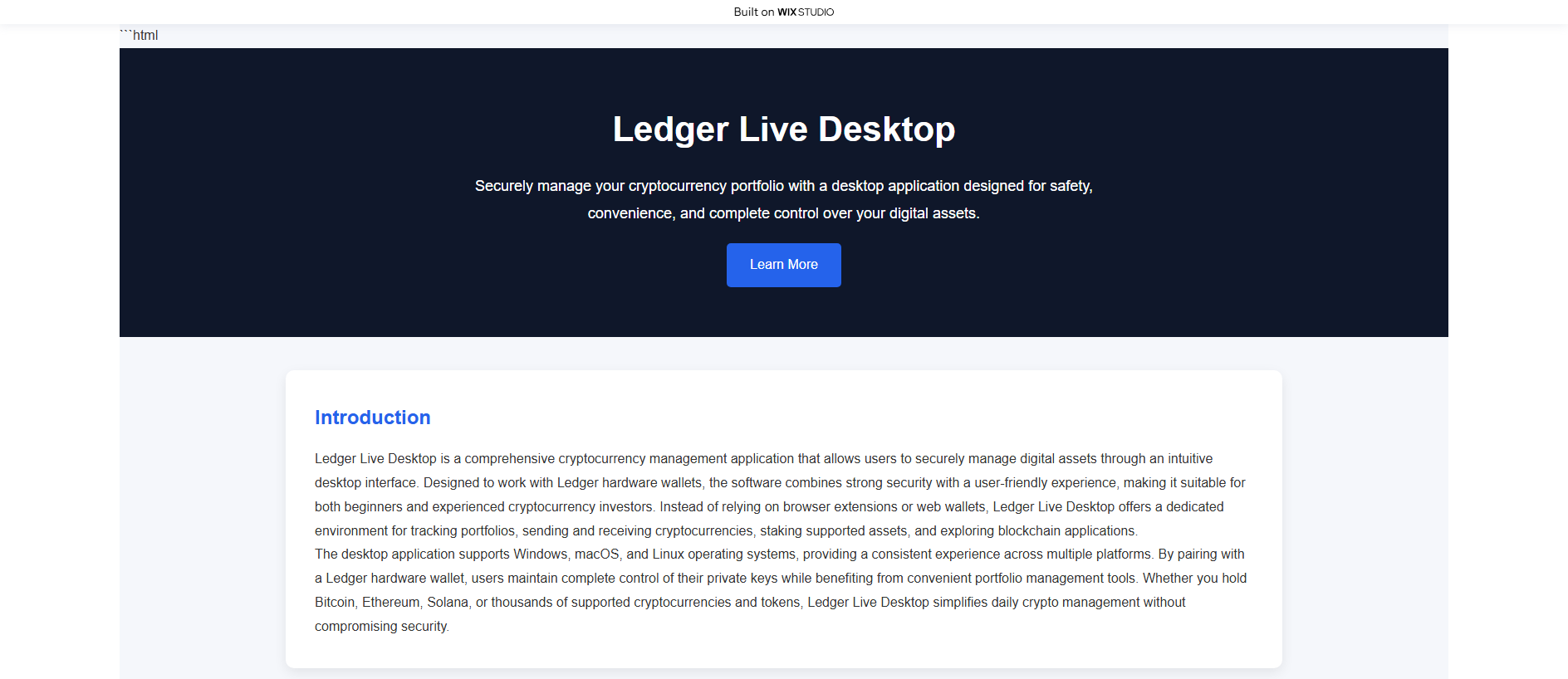 Forensic screenshot of en-starts.wixstudio.com showing the phishing page layout