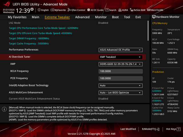 BIOS 01 Extreme Tweaker Main