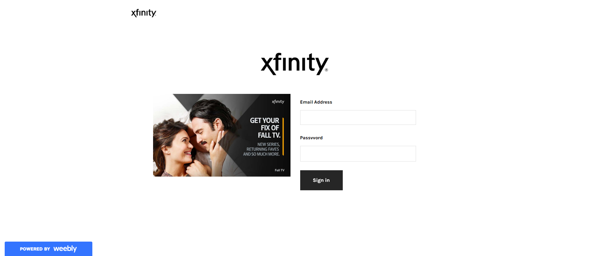 Stored capture of xxxxxfinity.weebly.com