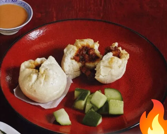 Фото Китайские пирожки с мясом, приготовленные на пару