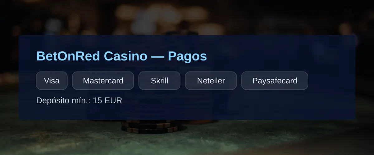 BetOnRed Casino &mdash; Pagos: Visa, Mastercard, Skrill, Neteller, Paysafecard