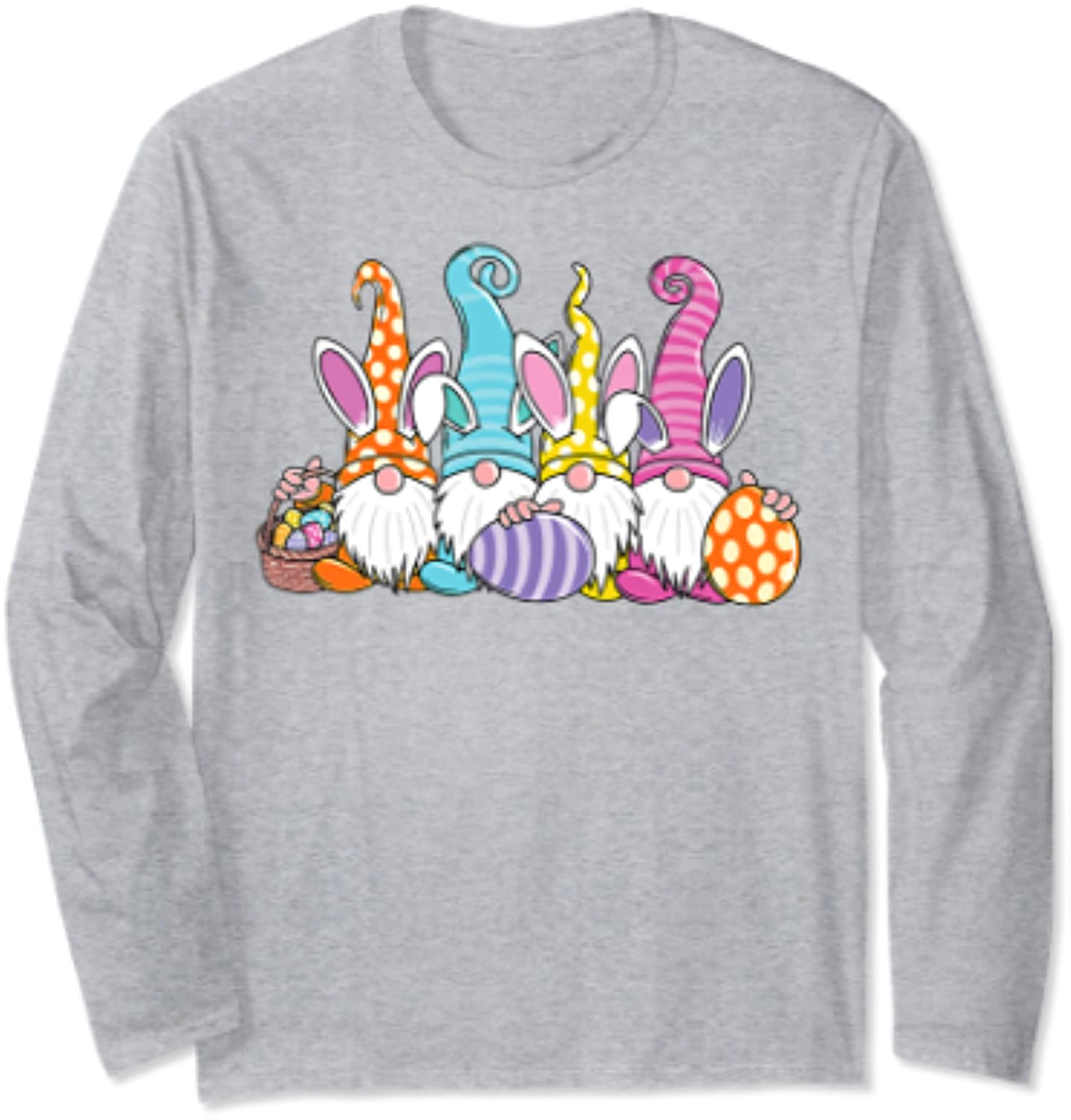 Easter Bunny Spring Gnome Easter Egg Hunting Basket Long Sleeve T-Shirt