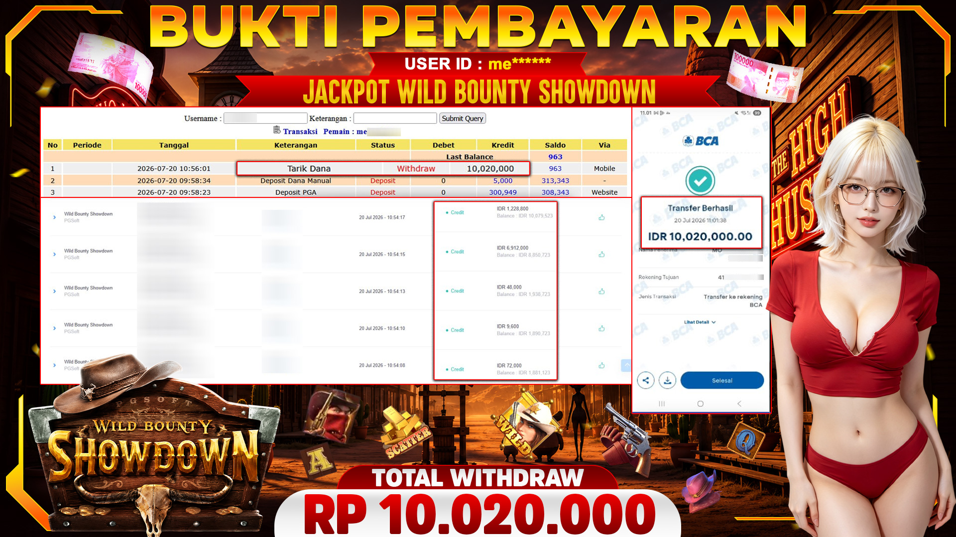 🏆 SELAMAT KEPADA PEMENANG JACKPOT DI Wild Bounty Showdown - PGSoft 10,020,000🏆