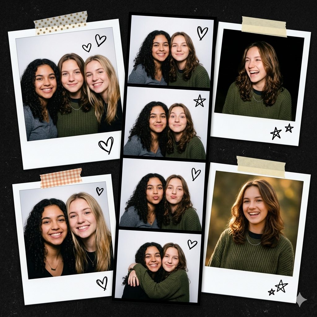 Photo Booth Friends Collage Prompt – Photorealistic Retro Strip & Nostalgic Snapshot Design
