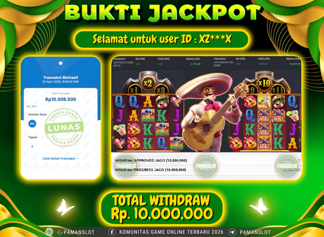 Selamat kepada Member PAMANSLOT Game Wild Bandito :  XZ***X