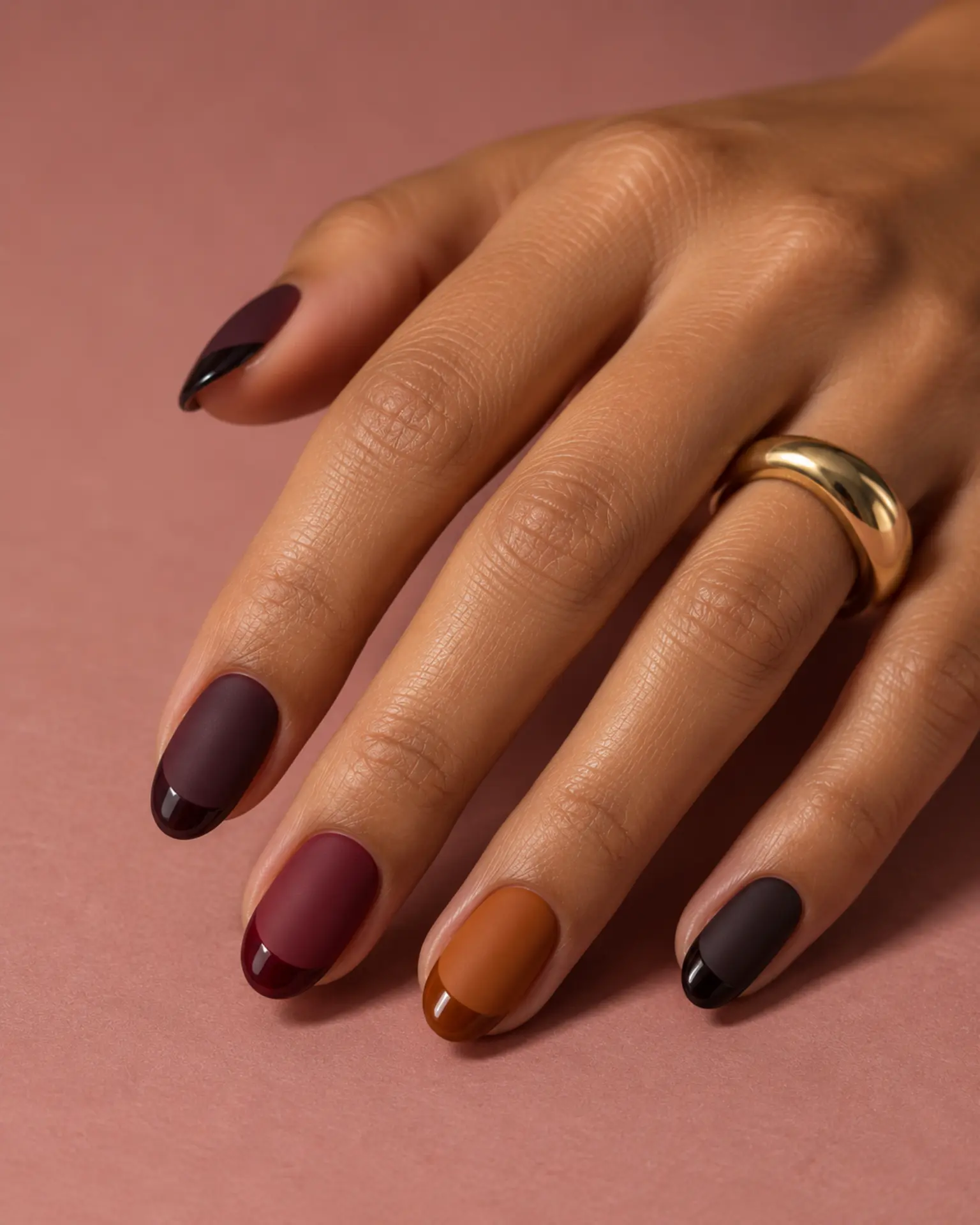 Halloween Matte + Gloss Tip manicure inspiration for halloween nail ideas