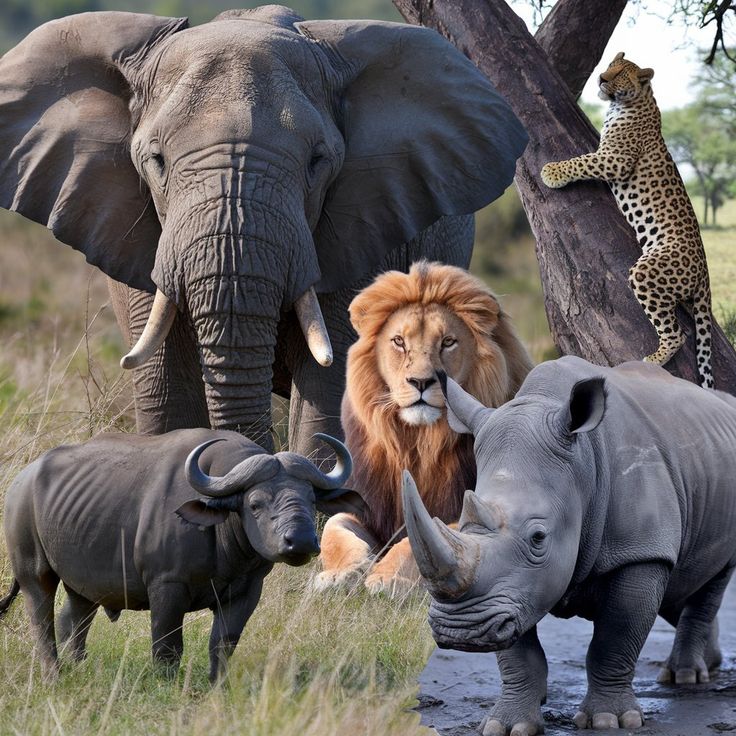 Big Five wildlife in the Maasai Mara