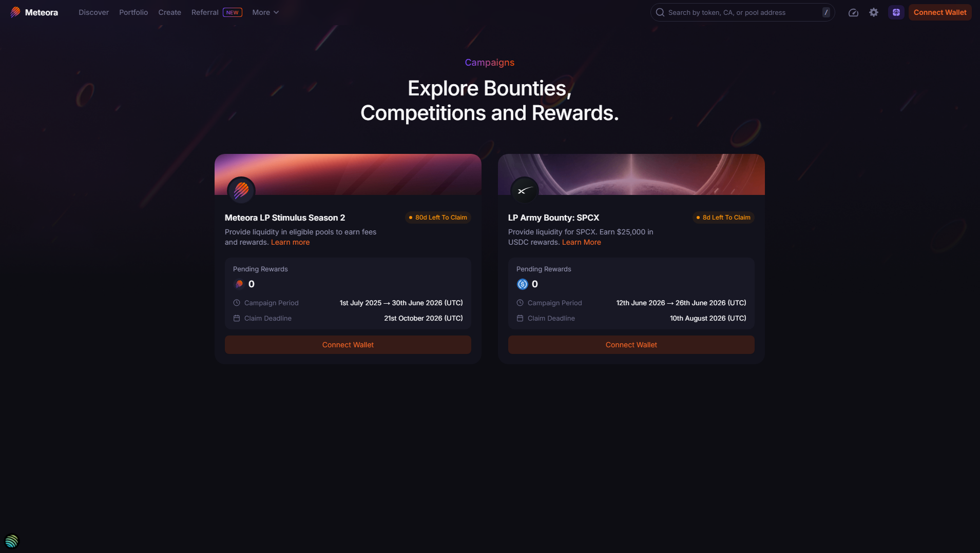Screenshot of meteora-updates.org