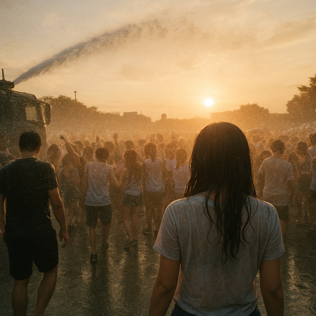 waterbomb festival water cannon crowd
