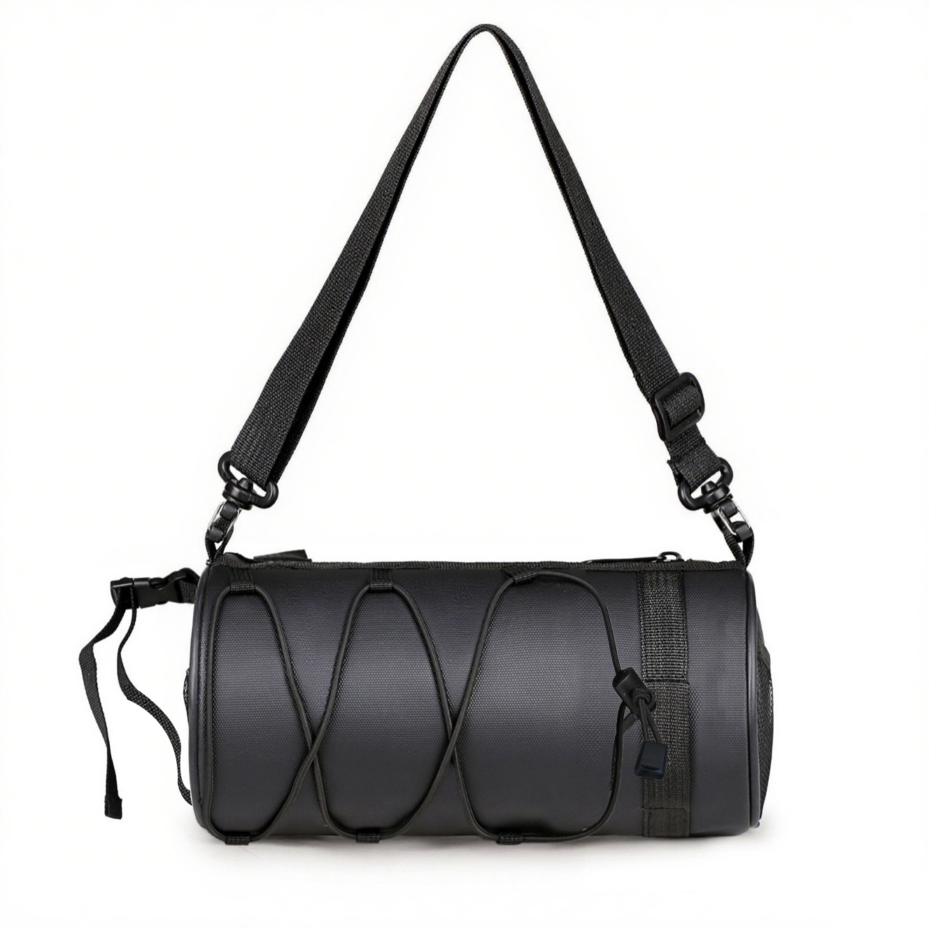 Black Bicycle Handlebar Bag with Black Elastic Cord Waterproof Front Frame Storage Bag Large Capacity Cycling Pouch for Mountain Road Bike Outdoor Riding Accessories