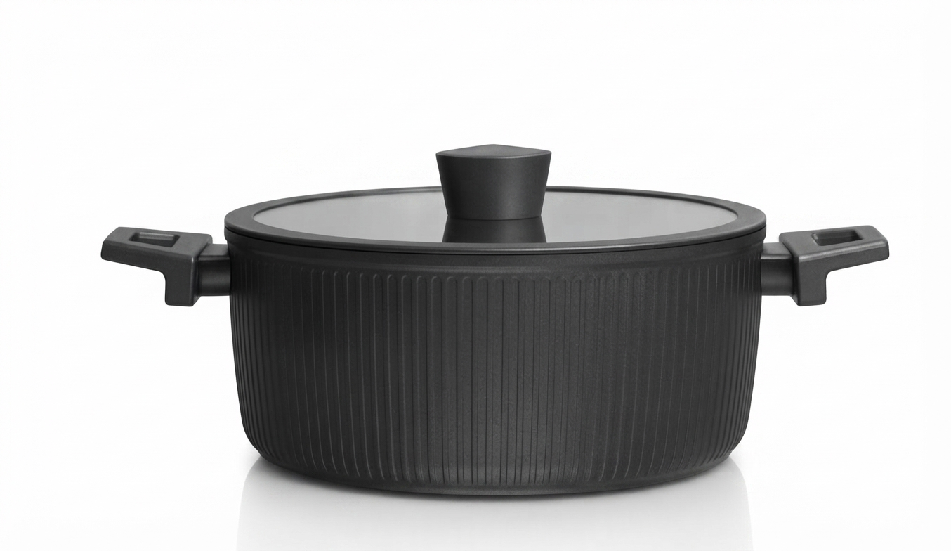 CACEROLA FORJADA ANTIADHERENTE IH24 CTAPA NEGRO X6UND MARMEN