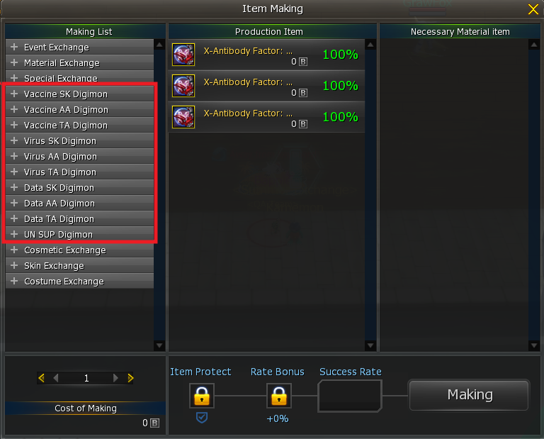 Crafts dos Digimons Categorizados