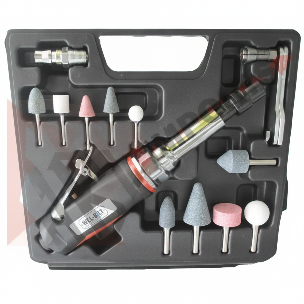 Air Die Grinder Kit, Long 230mm, 25000RPM, 6mm Chuck