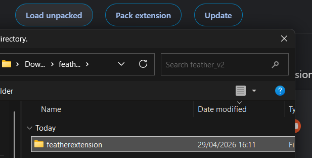 Load unpacked button
