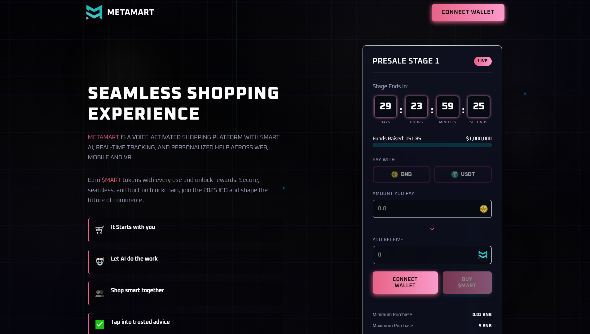 Screenshot of metamartv2.infinityblockchainsolutions.com