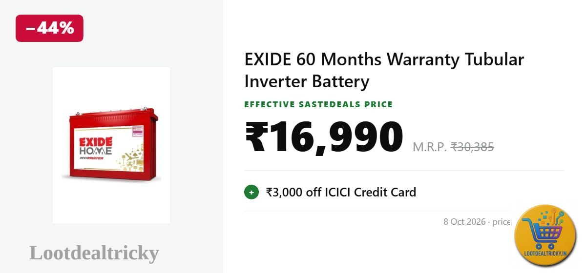 44 Off Exide – Just ₹16990 | Exclusive Sale Discount