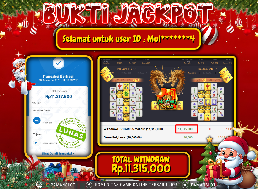 PAMANSLOT JACKPOT Game PG - Mahjong Ways Rp.11,315,000- LUNAS