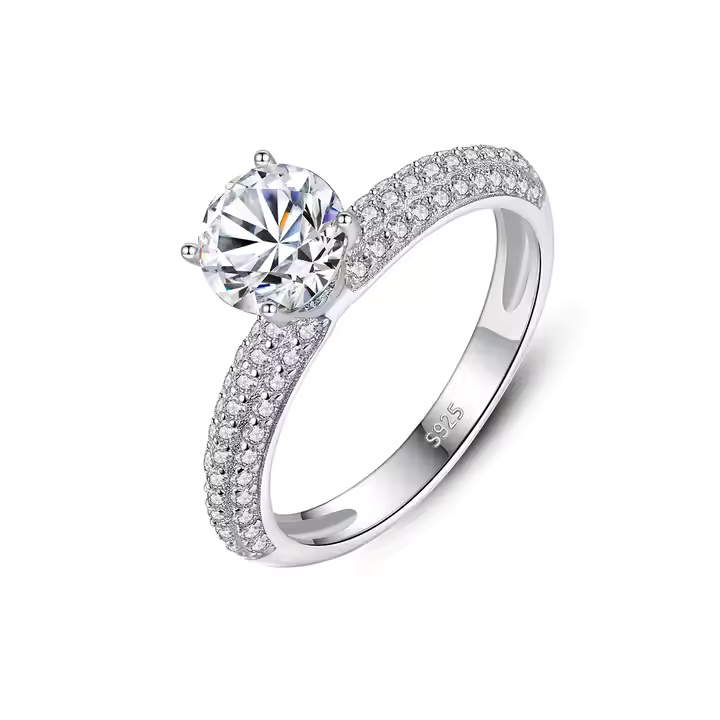 Round Solitaire Micro Pavé Ring