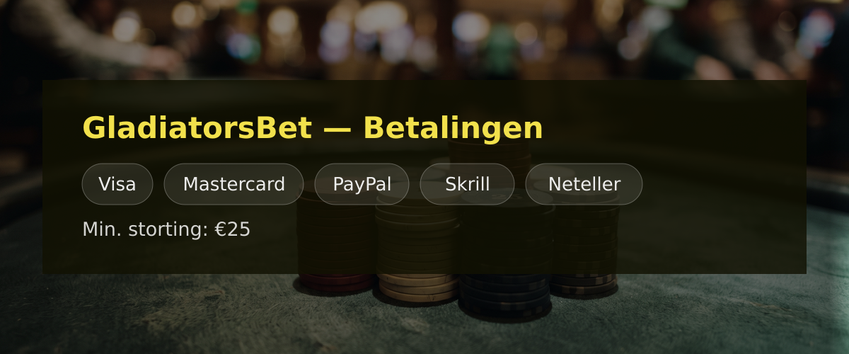 GladiatorsBet — Betalingen: Visa, Mastercard, PayPal, Skrill, Neteller