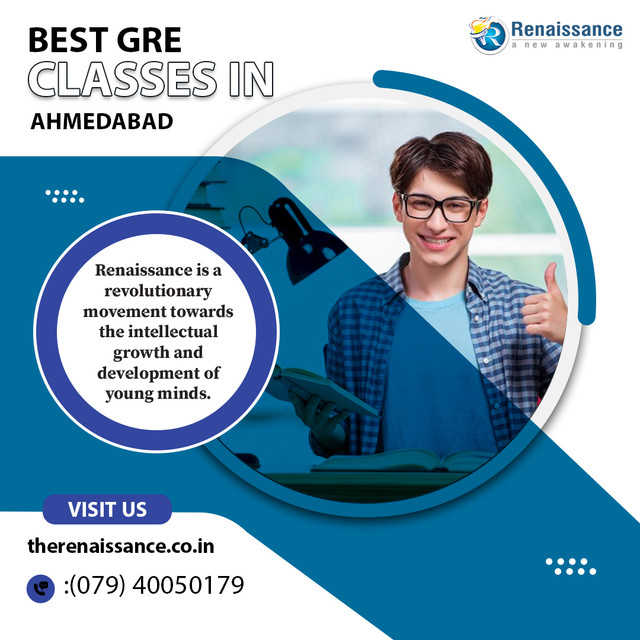 You can receive advice and help from GRE coaching as you progress through your studies. This might assist you in maintaining your motivation and overcoming any obstacles you may run across. You may feel more secure and prepared for the test with the aid of the Best GRE Classes In Ahmedabad, which will also help you feel less anxious and perform better on test day. To help you get the greatest score possible on the GRE, coaching may offer you individualised guidance, test-taking techniques, topic review, practise tests, feedback, and motivation. Visit the website of Renaissance Educare Pvt. Ltd now!
https://therenaissance.co.in/