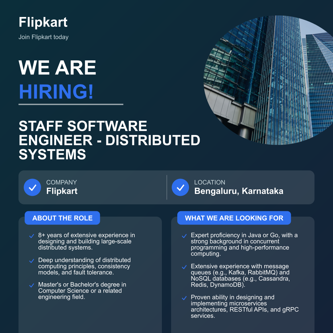 Now Hiring: Staff Software Engineer - Distributed Systems at Flipkart (Bengaluru, Karnataka)