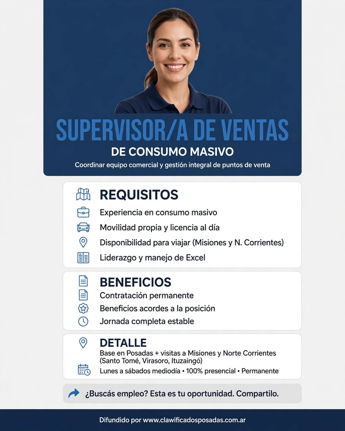 Se Busca Supervisor/ a de Ventas de Consumo Masivo en Posadas