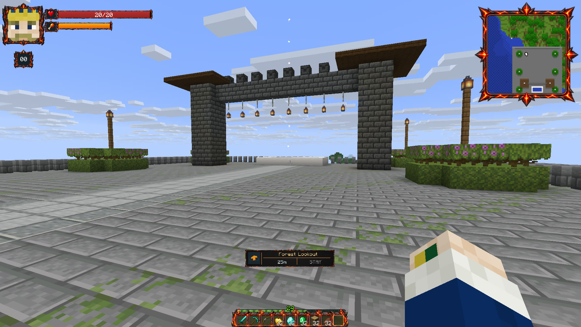 Inferno player HUD, minimap and hotbar