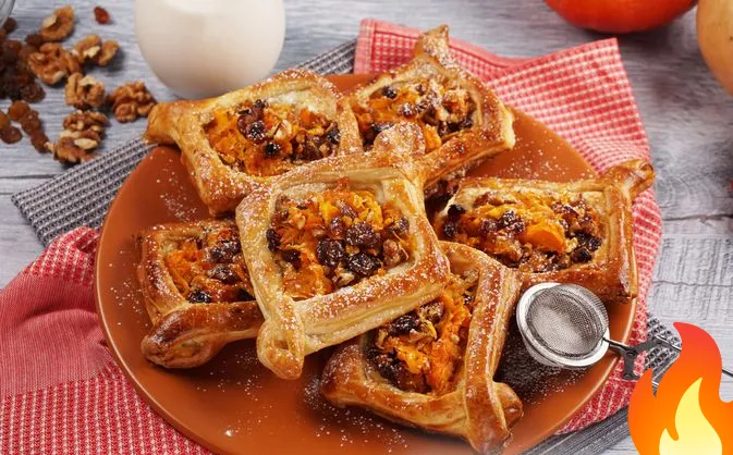 Постер Слойки с тыквой, изюмом и орехами