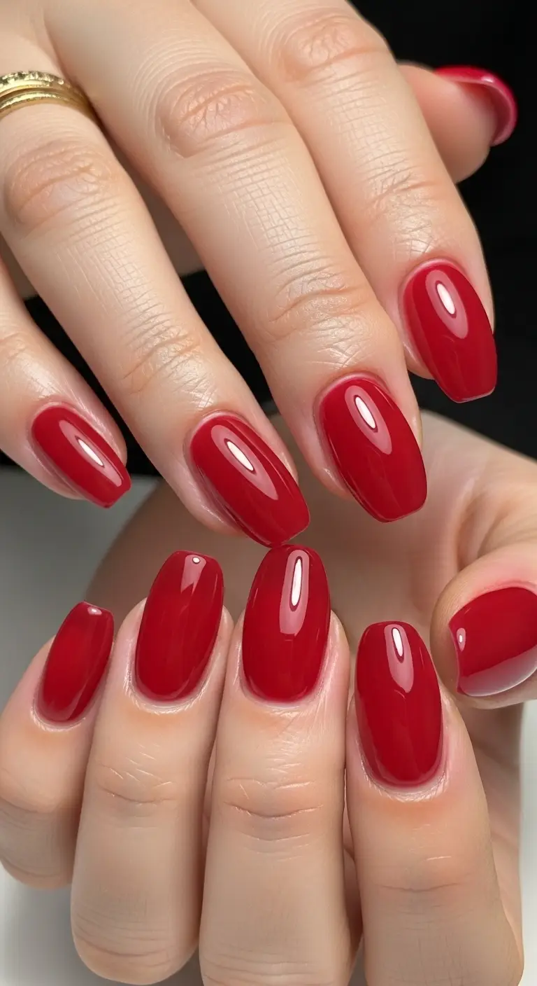 Cherry Red Jelly Translucent Squoval Nails