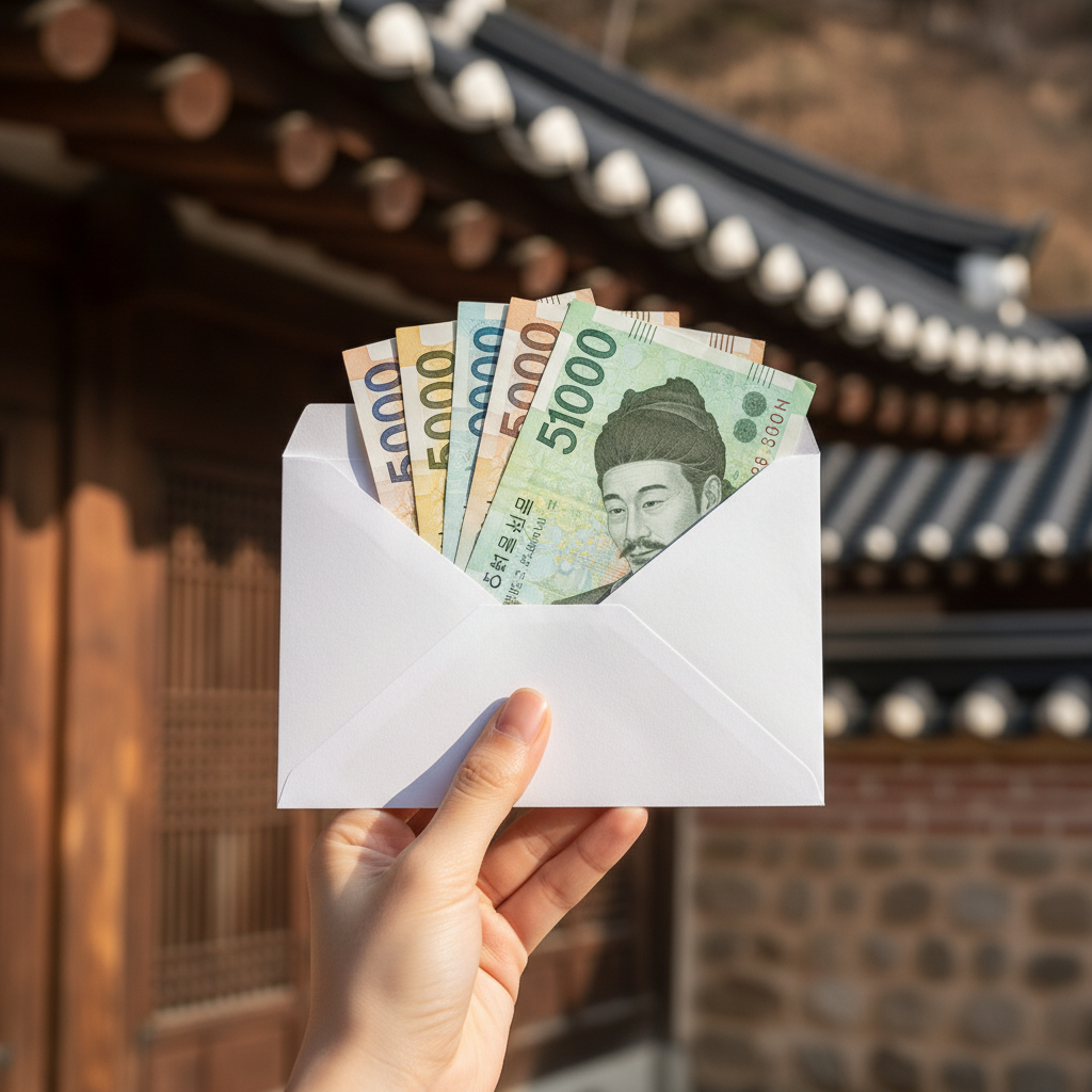 신점 상담을 위한 준비물과 복비 봉투 이미지
