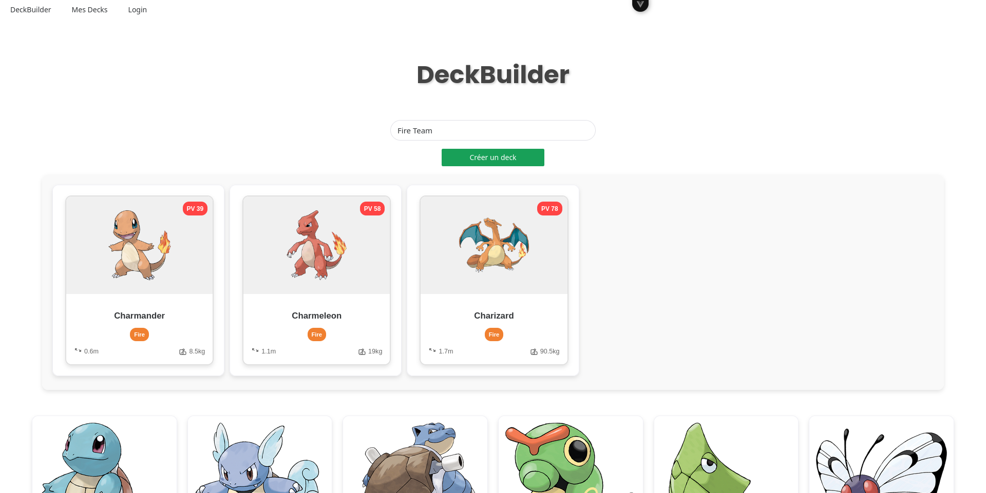 Application Pokémon Deck Builder - Vue.js