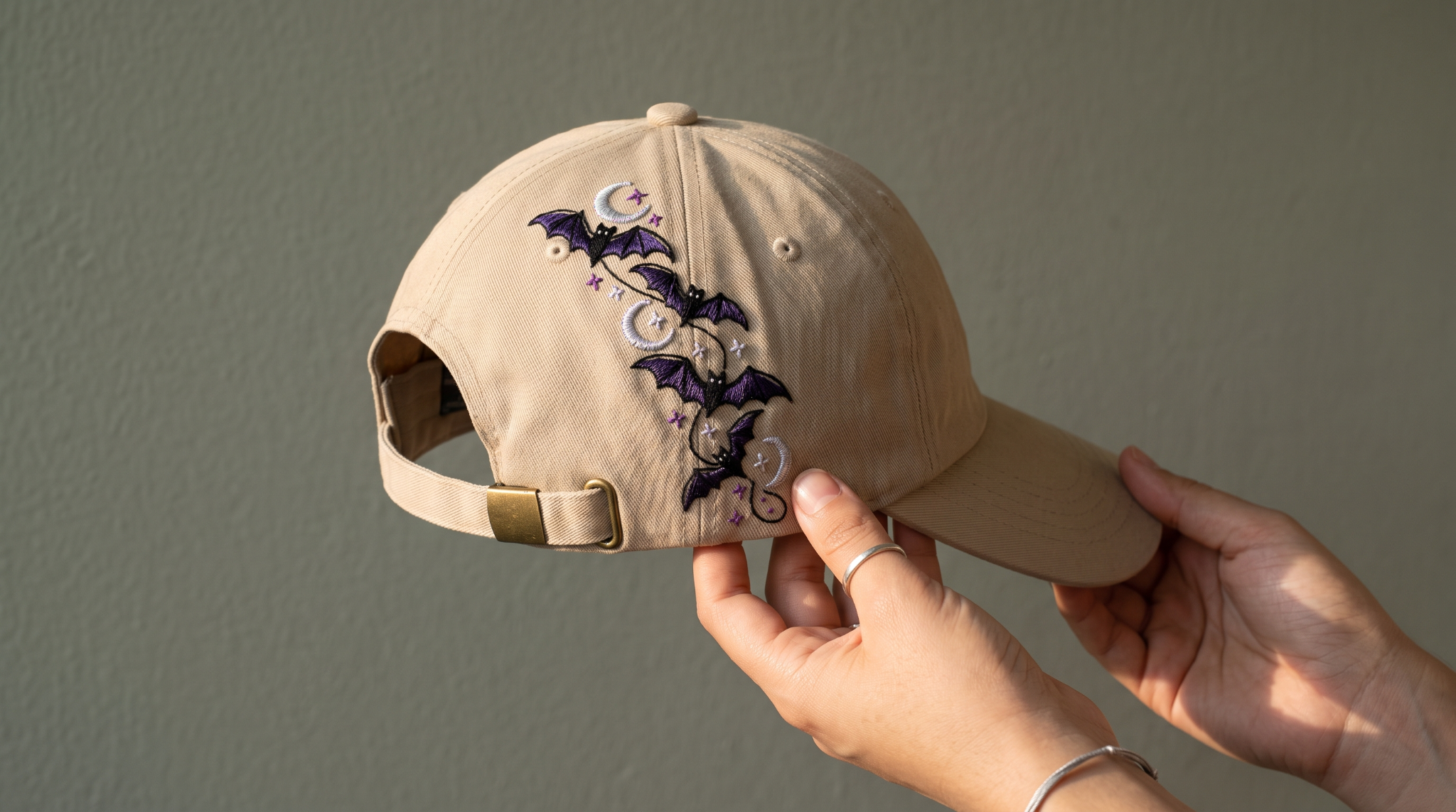 Moonlit Bat Sleeve embroidery on a second surface