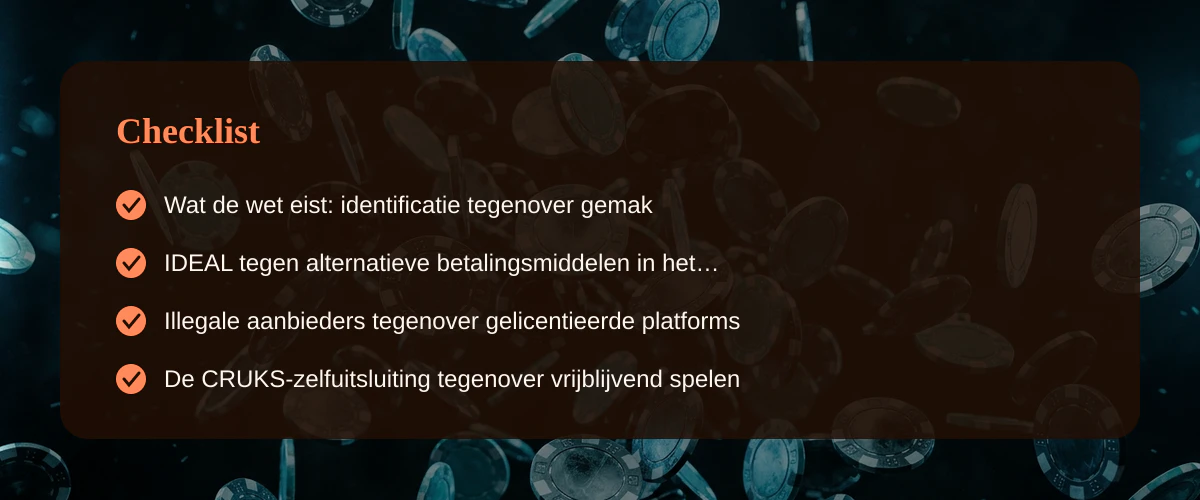 Online casino zonder registratie via iDEAL: snelheid tegen Nederlandse spelregels — Checklist