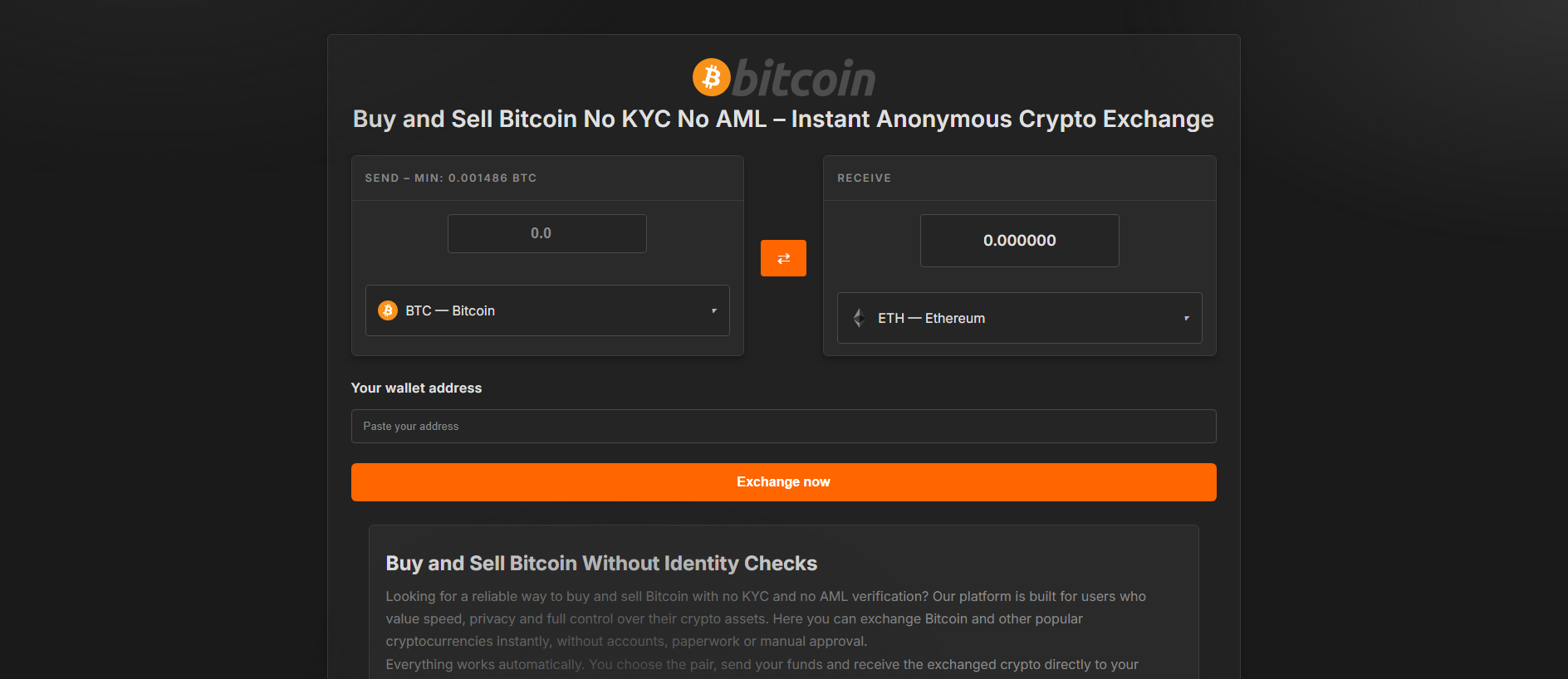Stored capture of btc-exchange-nokyc.com