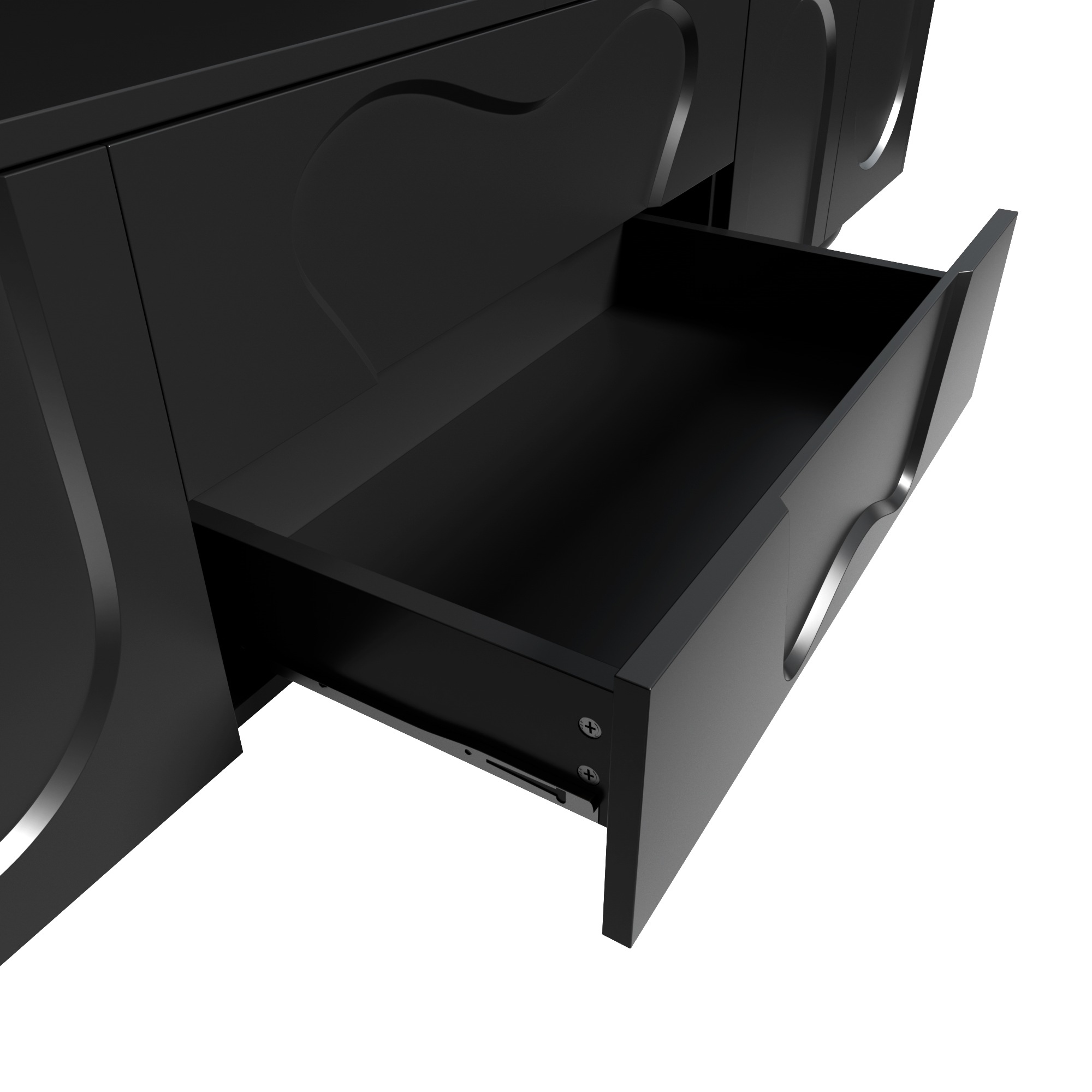 Meuble TV Noir, Rangement, Design Moderne, Structure Robuste, Finition Haut de Gamme, Entretien Facile - 180x40x42cm - Salon 5
