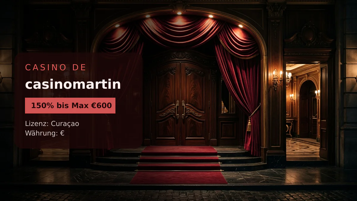 casinomartin — Willkommensbonus 150% bis Max €600 + 600 FS, Zahlungen: Visa, Mastercard, Sofort, Revolut, MiFinity