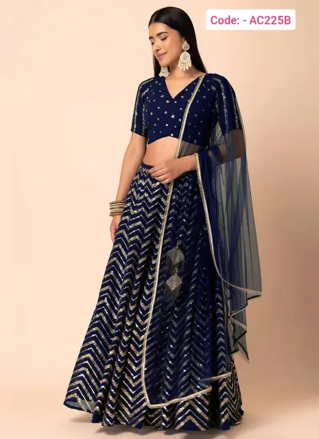 Blue color embroidered lehenga set