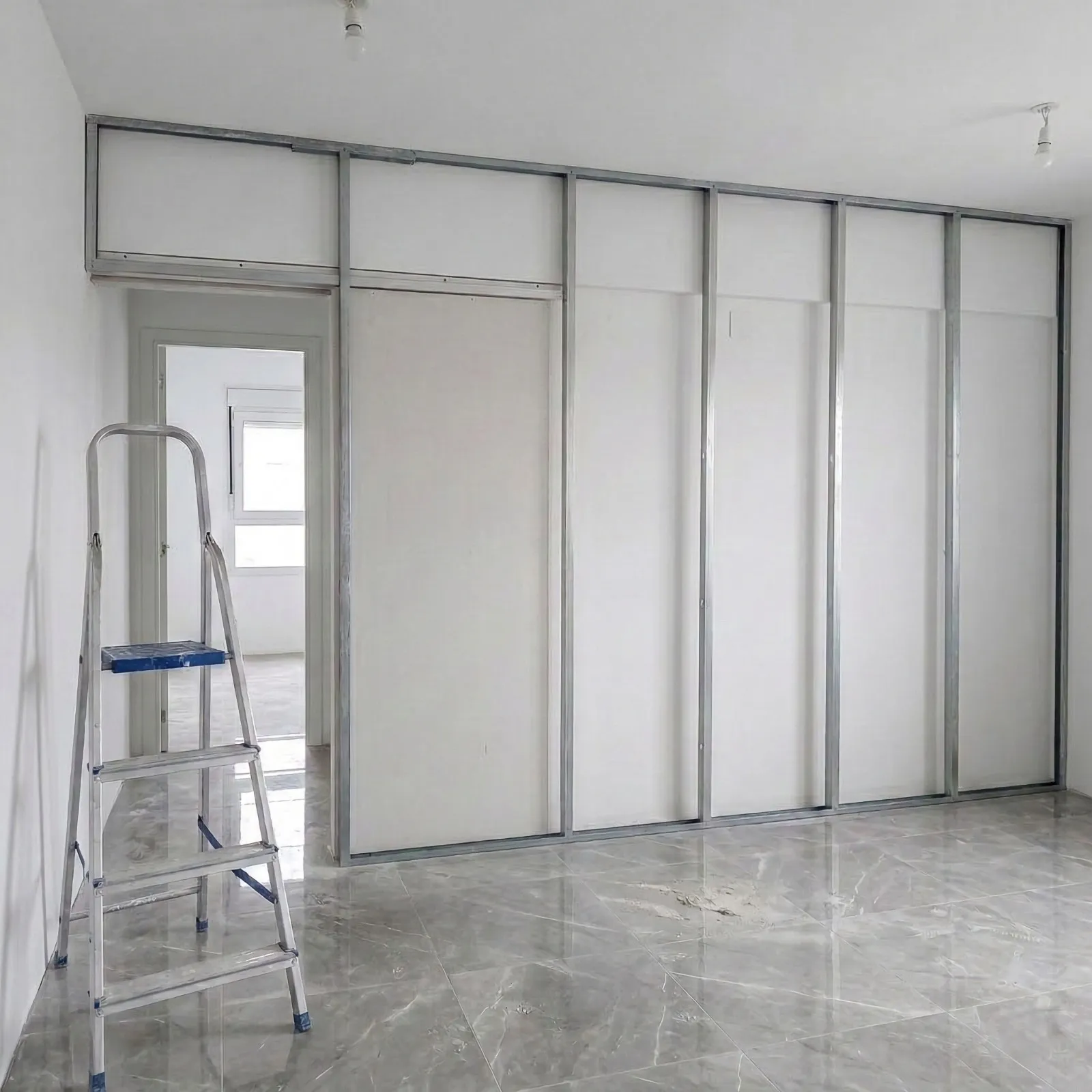 Parede de drywall instalada