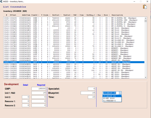 MGS5 Form Dropdown 1