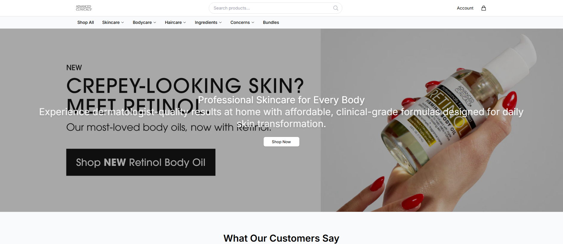 Stored capture of advancedclinicalsbeauty.shop