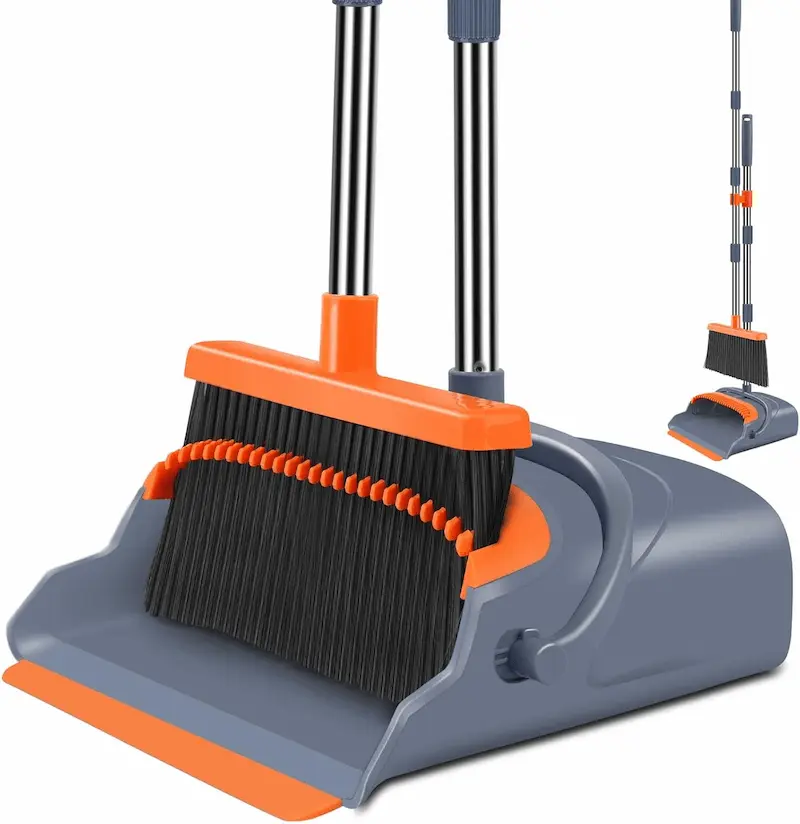kelamayi Self-Cleaning Broom & Dustpan Set – Stand-Up Pet Hair Sweeper for Home